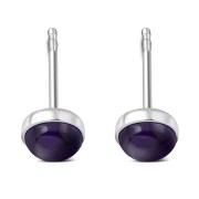 Amethyst Stone Round Sterling Silver Stud Earrings, e440st